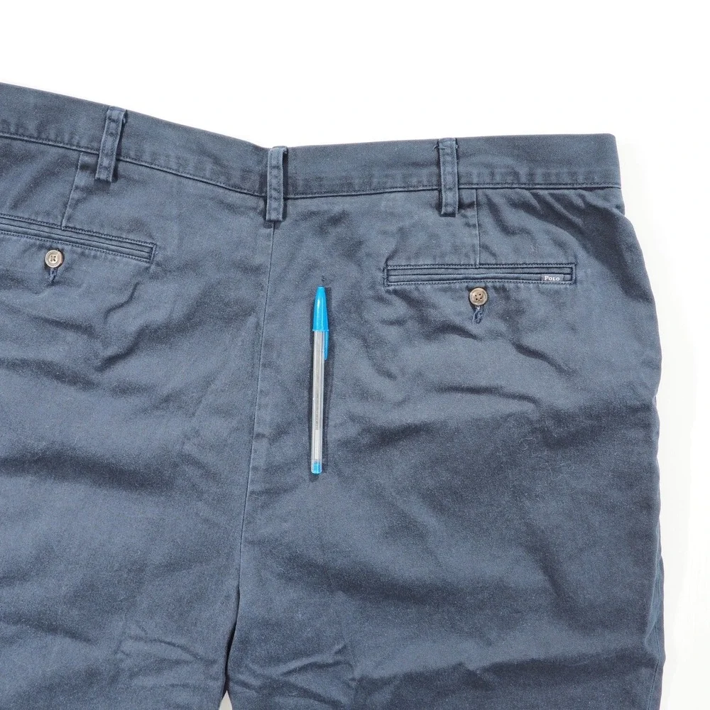 Polo Ralph Lauren Shorts Mens 42T Navy Blue Pleated Chino Cotton Casual Golf